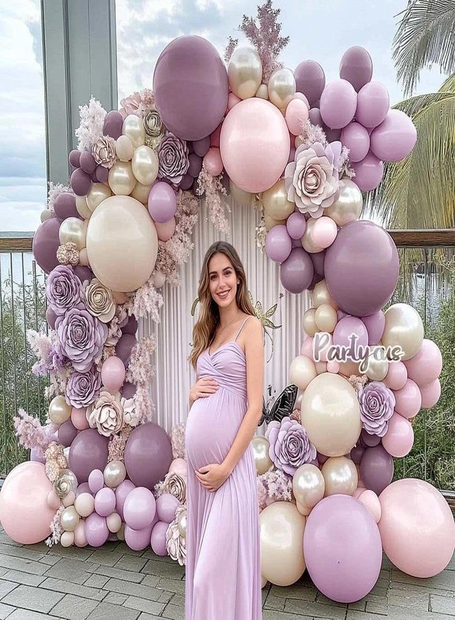 Partycus Dusty Purple Pink Balloon Arch Kit, Double Stuffed Lavender White Sand Pearl Balloon Garland with Pastel Pink Lilac Blush Gold Latex for Baby Shower Birthday Wedding Fall Party Decoration - Image 2