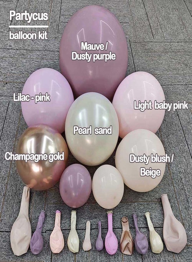 Partycus Dusty Purple Pink Balloon Arch Kit, Double Stuffed Lavender White Sand Pearl Balloon Garland with Pastel Pink Lilac Blush Gold Latex for Baby Shower Birthday Wedding Fall Party Decoration - Image 3