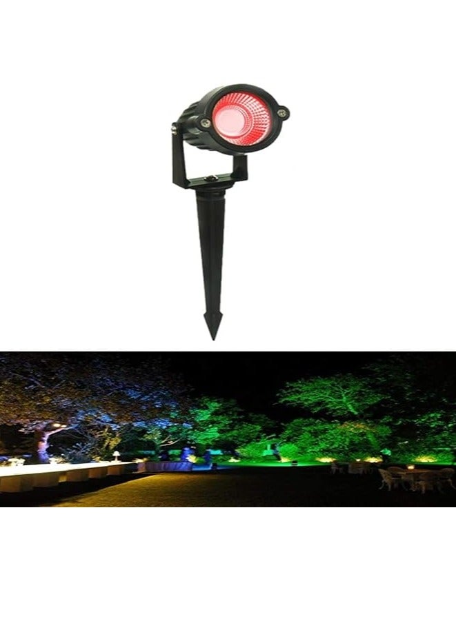 ESNCO Outdoor Landscape LED Light 7W Waterproof Graden Light COB Led Spotlight with Spiked Stand for Lawn Garden Decorative Lamp (Red)  - Image 1