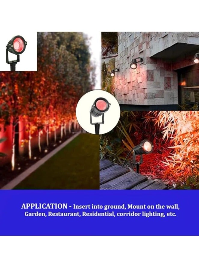ESNCO Outdoor Landscape LED Light 7W Waterproof Graden Light COB Led Spotlight with Spiked Stand for Lawn Garden Decorative Lamp (Red)  - Image 3
