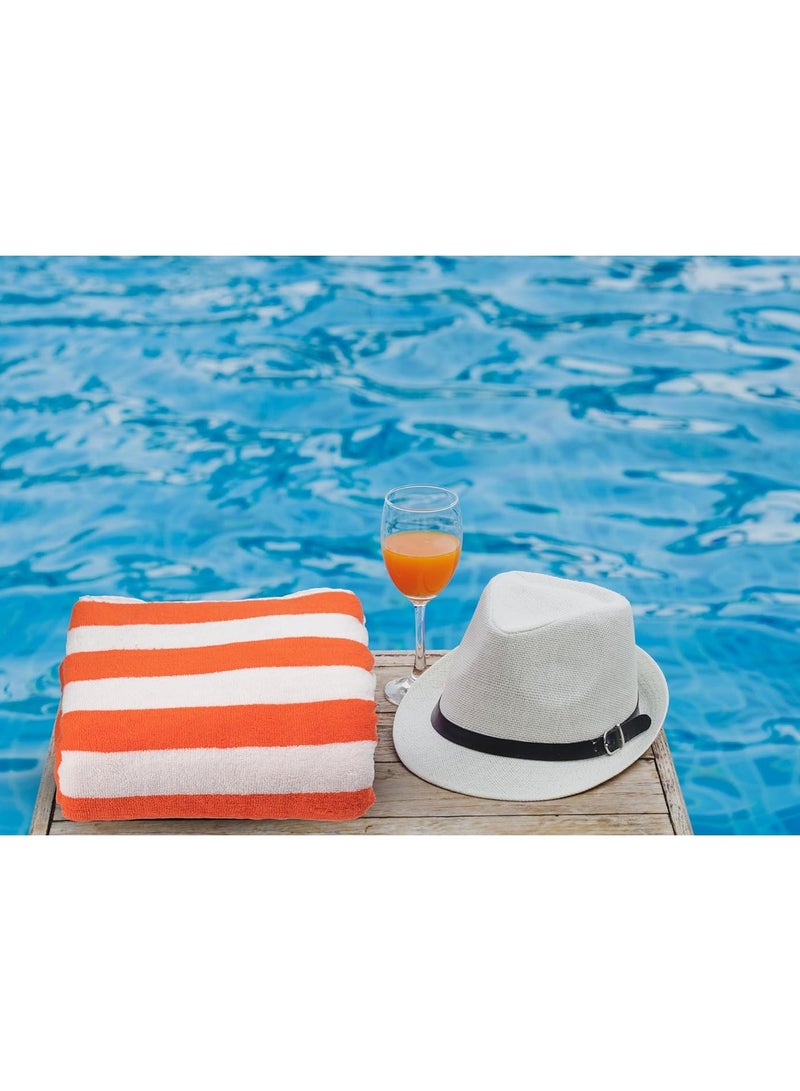 COMFY SOFT HOTEL QUALITY SET OF 2 BEACH TOWEL ORANGE & WHITE - Image 2