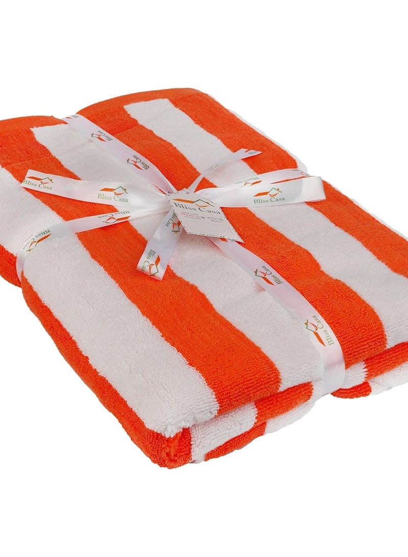 COMFY SOFT HOTEL QUALITY SET OF 2 BEACH TOWEL ORANGE & WHITE - Image 4