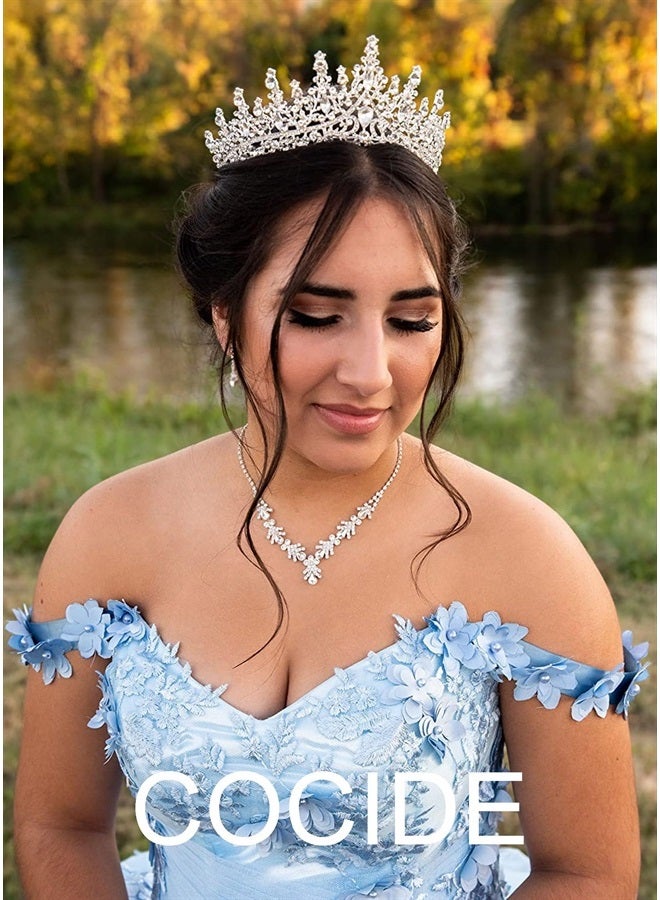 Silver Tiara and Crown for Women Crystal Queen Crowns Rhinestone Princess Tiaras for Girl Bride Wedding Hair Accessories for Bridal Birthday Party Prom Halloween Cos-play Costume Christmas