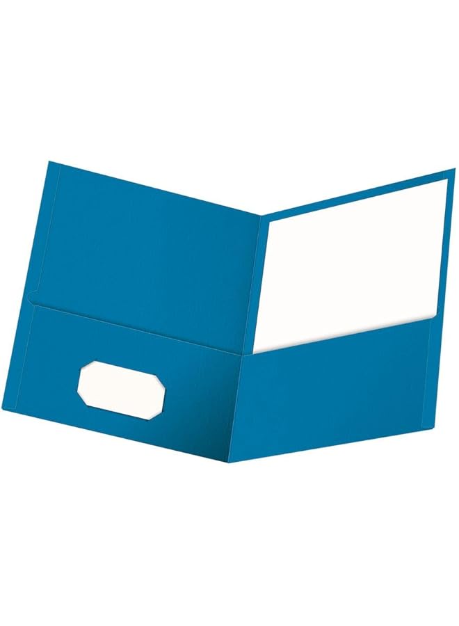 Oxford Twin Pocket Folders Textured Paper Letter Size Light Blue Holds 100 Sheets Box Of 25 57501Ee - Image 1