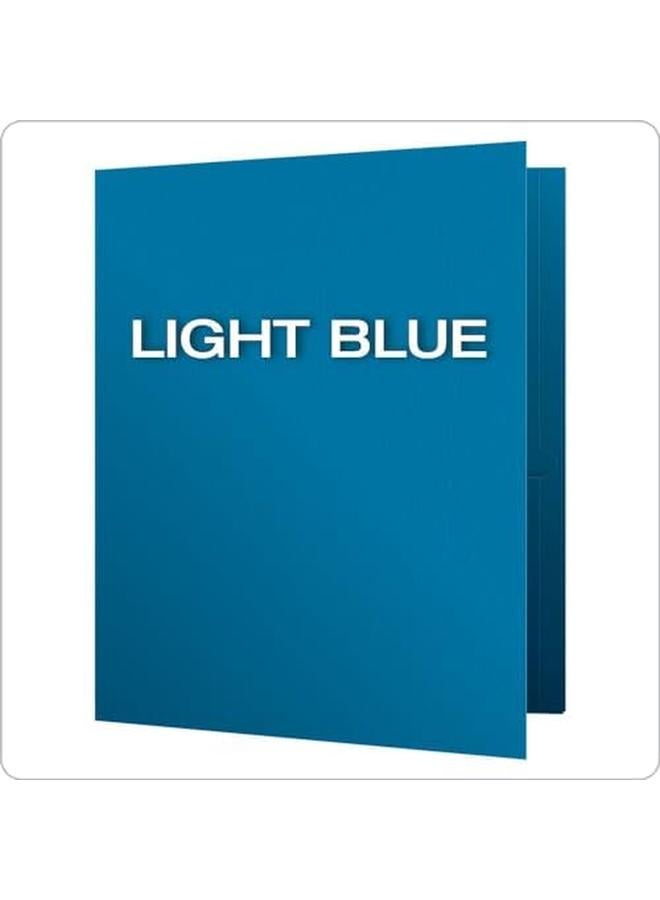 Oxford Twin Pocket Folders Textured Paper Letter Size Light Blue Holds 100 Sheets Box Of 25 57501Ee - Image 3