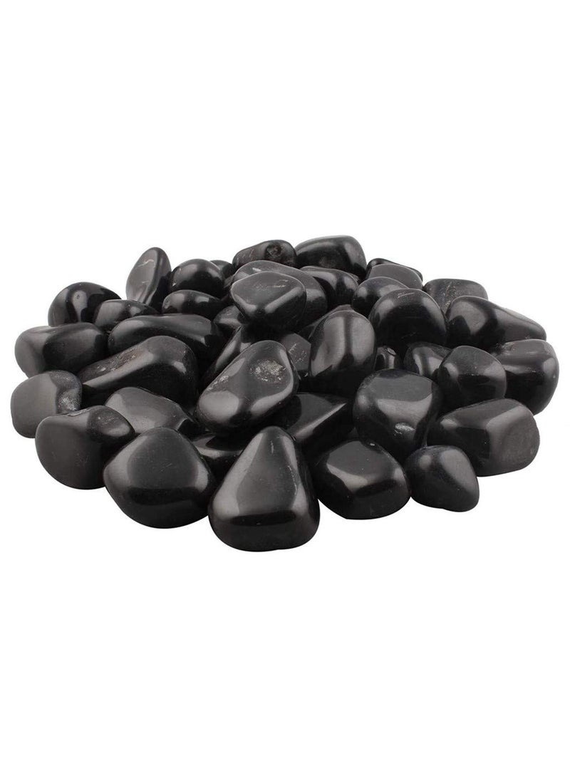 OhhSome Ohhsome 1Kg Black Polished Stone Pebbles Decorative Ornamental River Rocks Tumbled and Stones for Landscaping Home Dcor 1Kg  - Image 1
