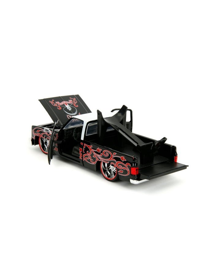 Jada Toys Jada Toys Hollywood Rides 1:24 Scale Die-Cast 1985 Chevy C10 with Tapatio Man Figure - Opening Doors, Detailed Interior, Rubber Tires - Day of The Dead Theme - Collectible for Ages 8+  - Image 2