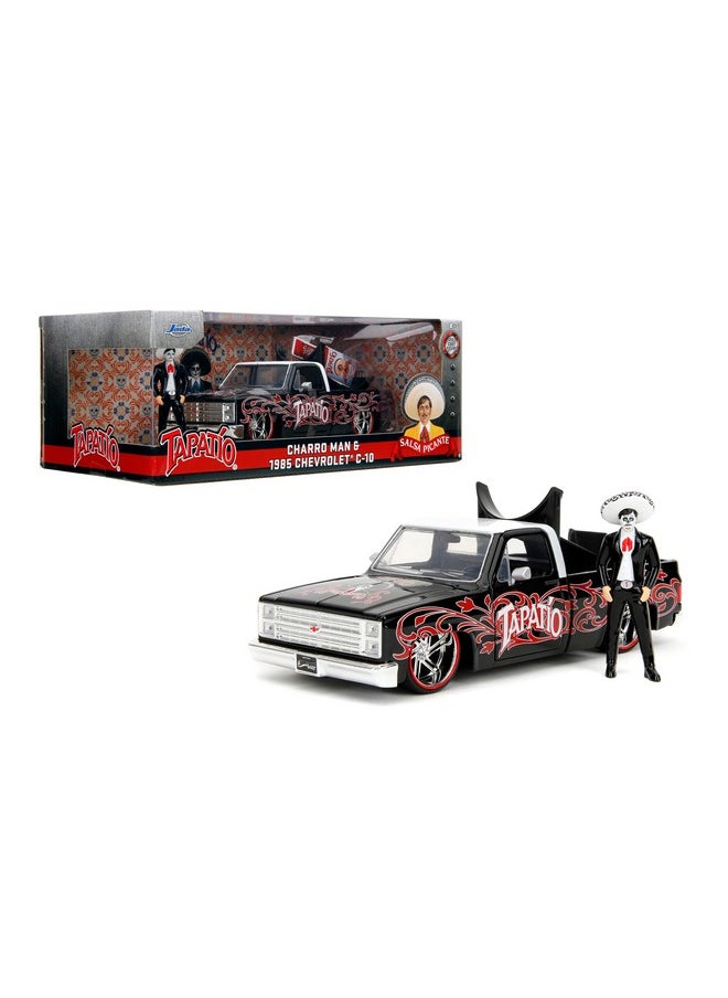 Jada Toys Jada Toys Hollywood Rides 1:24 Scale Die-Cast 1985 Chevy C10 with Tapatio Man Figure - Opening Doors, Detailed Interior, Rubber Tires - Day of The Dead Theme - Collectible for Ages 8+  - Image 1
