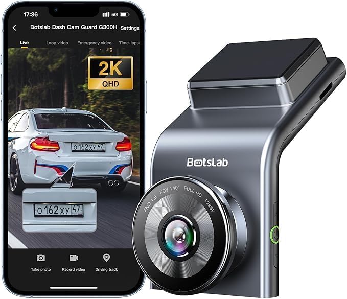 كاميرا مراقبة الطريق Botslab G500H Pro بدقة 3K، شاشة أمامية 1080p، شاشة خلفية 1080p، مزودة بتقنيات ADAS وGPS، كاميرا أمامية بدقة 5MP ووضوح عالي، وميزة رؤية ليلية HD