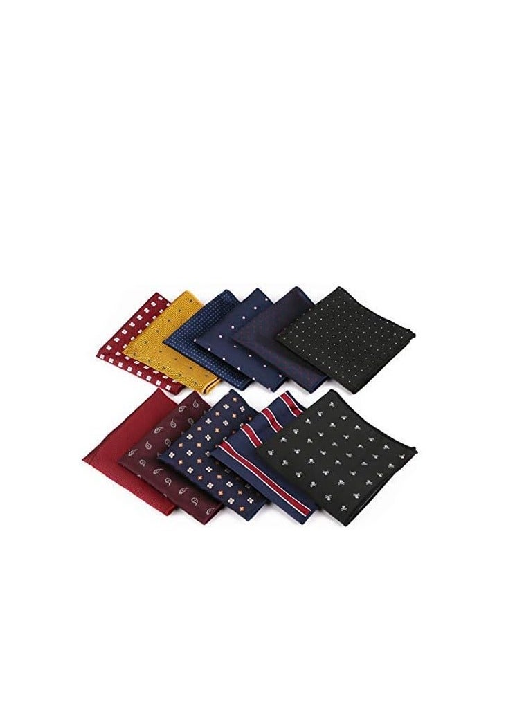 driew 11 Pcs Men Suit Pocket Square Handkerchiefs with Assorted Pattern - Image 2