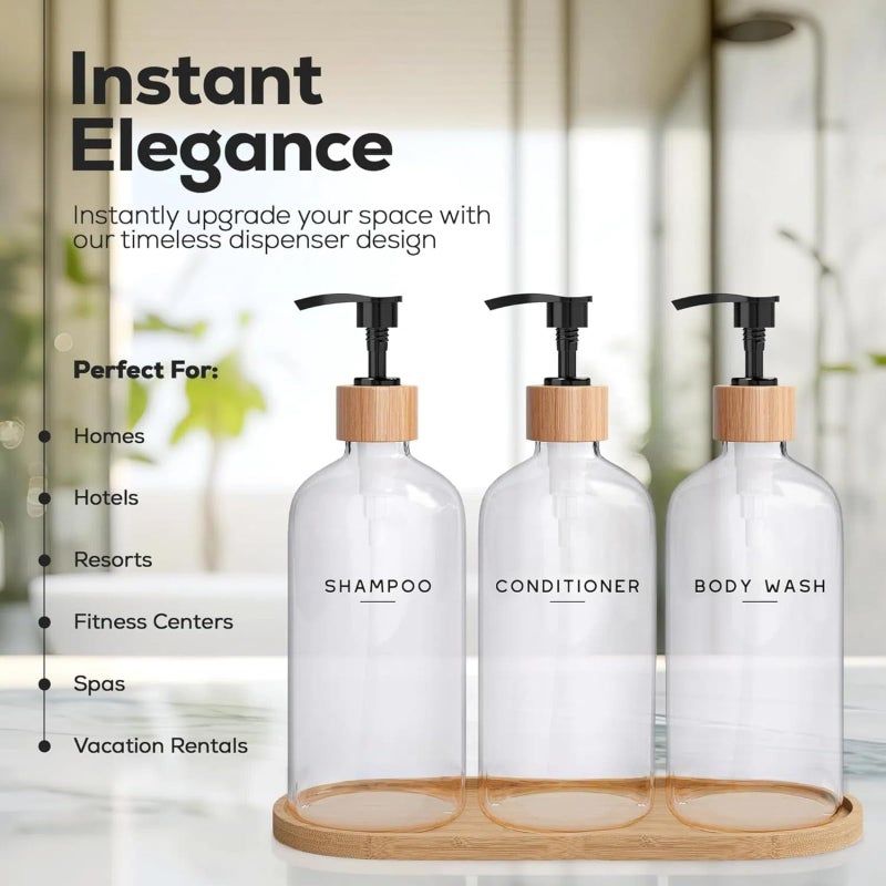3 PCS Shampoo and Conditioner Dispenser, 500ml Dispensers for The Shower, Shampoo Conditioner Body Wash Dispenser Wall Mount for Bathroom - Image 3