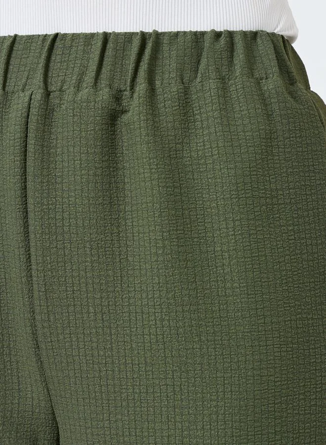 Take Two  Solid Textured Elastic Waist Straight Leg Pants for Women | Best Price UAE