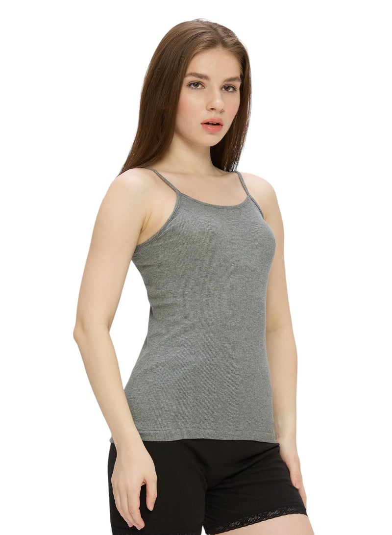 BYC WOMEN'S COTTON CAMISOLE - GREY  - Image 3