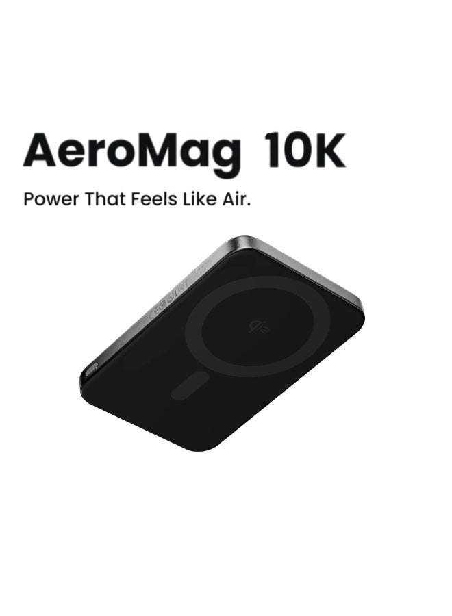 شارج شاحن متنقل SHARGE AeroMag بسعة 10000 مللي أمبير في الساعة، يدعم الشحن اللاسلكي المغناطيسي Qi2 (بقدرة 15 واط) والشحن السلكي السريع عبر منفذ USB-C PD (بقدرة 20 واط)؛ متوافق مع هواتف iPhone والأجهزة الداعمة لتقنية MagSafe - اللون الأسود. - Image 5