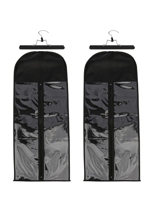 Messen Messen 2 PCS Extra Long Hair Extension Storage Bag with Hair Extension Hanger Dust-Proof Wigs Hairpieces Storage Bag Strong Holder Waterproof Portable Suit with Transparent Zip Up Closure (Black)  - Image 1