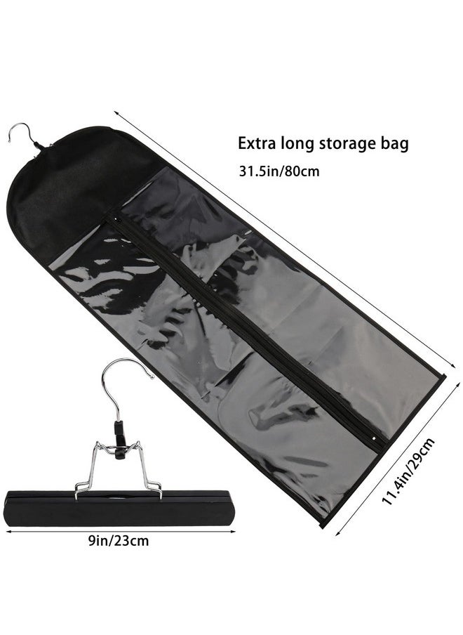 Messen Messen 2 PCS Extra Long Hair Extension Storage Bag with Hair Extension Hanger Dust-Proof Wigs Hairpieces Storage Bag Strong Holder Waterproof Portable Suit with Transparent Zip Up Closure (Black)  - Image 2