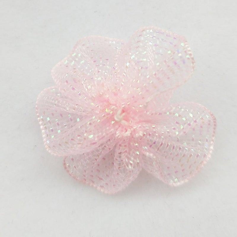 Chenkou Craft Mix Lots 40pcs 28mm Organza Ribbon Flowers Bows w/Beads Appliques Wedding Craft (Organza Flower(A0020)) - Image 3