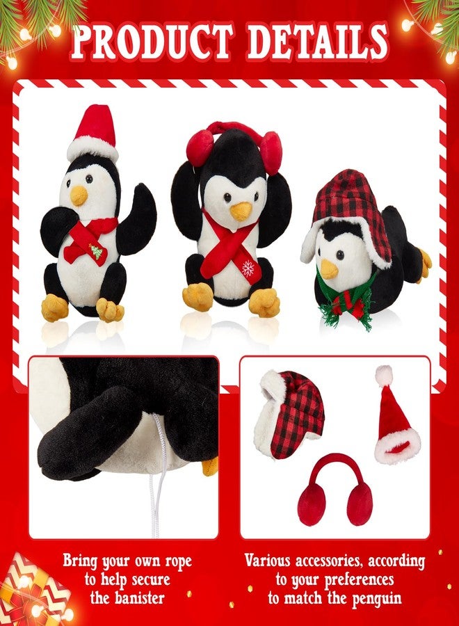 Zomiboo 14 Pcs Sliding Penguin Christmas Decorations for Staircase Banister with Stuffed Penguin Artificial Snow and LED String Light Surf on Snow Handrail for Xmas Holiday Stairway Indoor Decor - Image 3