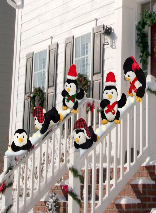 Zomiboo 14 Pcs Sliding Penguin Christmas Decorations for Staircase Banister with Stuffed Penguin Artificial Snow and LED String Light Surf on Snow Handrail for Xmas Holiday Stairway Indoor Decor - Image 5