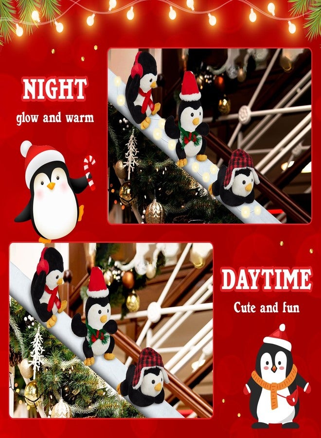 Zomiboo 14 Pcs Sliding Penguin Christmas Decorations for Staircase Banister with Stuffed Penguin Artificial Snow and LED String Light Surf on Snow Handrail for Xmas Holiday Stairway Indoor Decor - Image 4