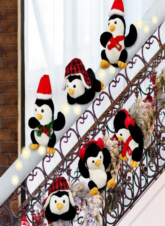 Zomiboo 14 Pcs Sliding Penguin Christmas Decorations for Staircase Banister with Stuffed Penguin Artificial Snow and LED String Light Surf on Snow Handrail for Xmas Holiday Stairway Indoor Decor - Image 1