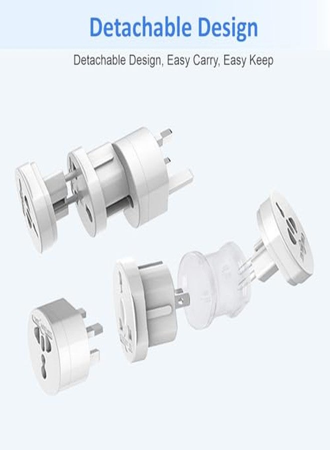 HUMBLE Universal Travel Adapter - International Multipurpose All-in-One Solution for US, AUS, UK, EU, NZ, Europe, North/South America & 150+ Countries (Round) (White) - Image 3