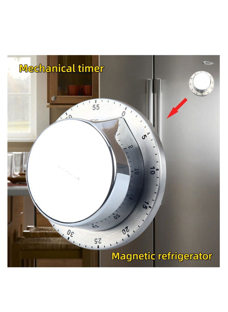 NOVOLAN Mechanical Timer Kitchen Magnet Stainless Steel Countdown Timer Learning Reminder Alarm Clock Multifunctional Time Manager Magnetic Attachment, Cooking Reminders Smooth Surface (black)
