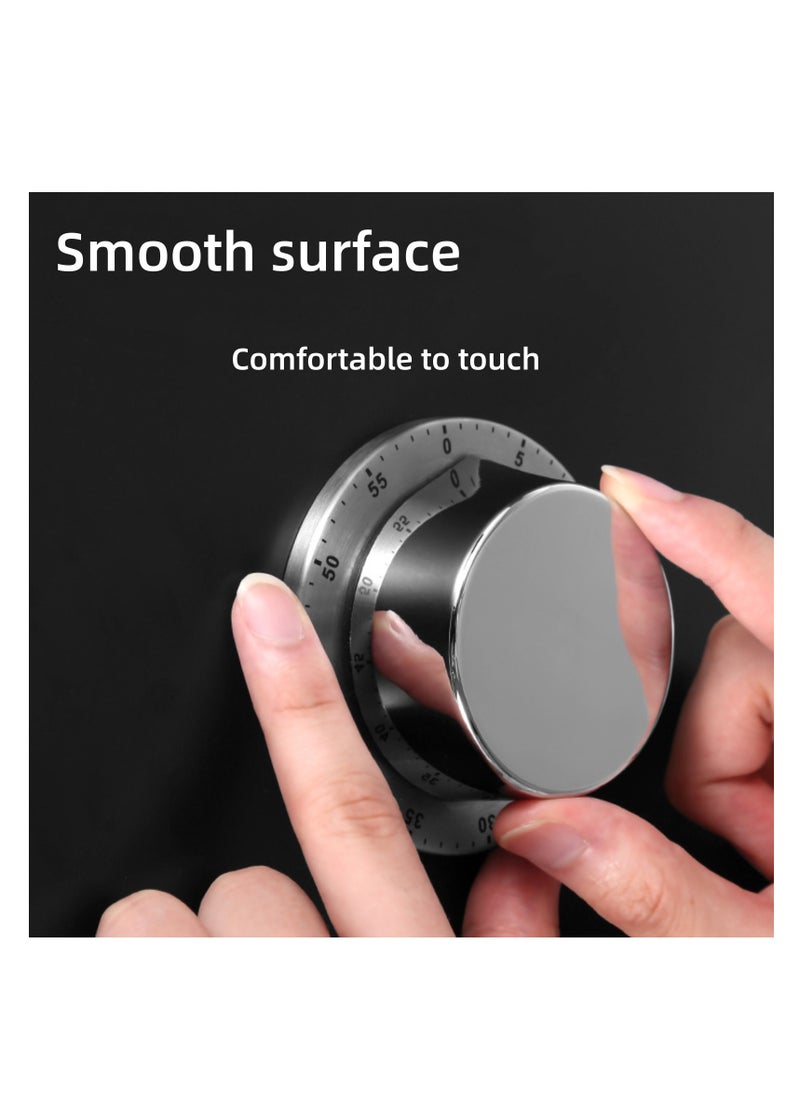 NOVOLAN Mechanical Timer Kitchen Magnet Stainless Steel Countdown Timer Learning Reminder Alarm Clock Multifunctional Time Manager Magnetic Attachment, Cooking Reminders Smooth Surface (black)