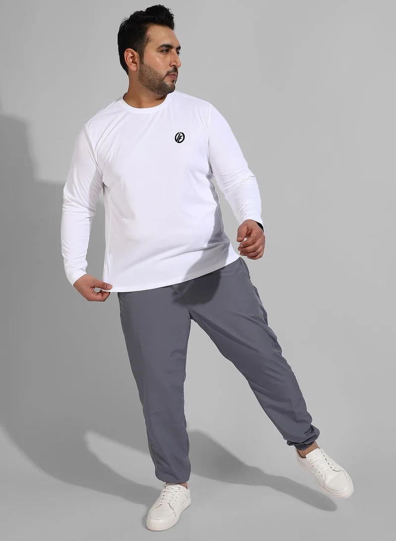 Instafab Plus Men's Solid White Regular Fit Activewear T-Shirt