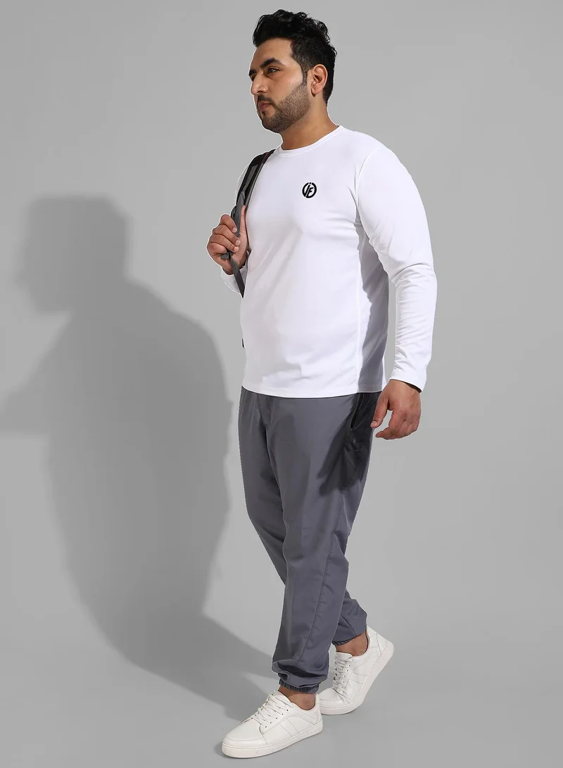 Instafab Plus Men's Solid White Regular Fit Activewear T-Shirt