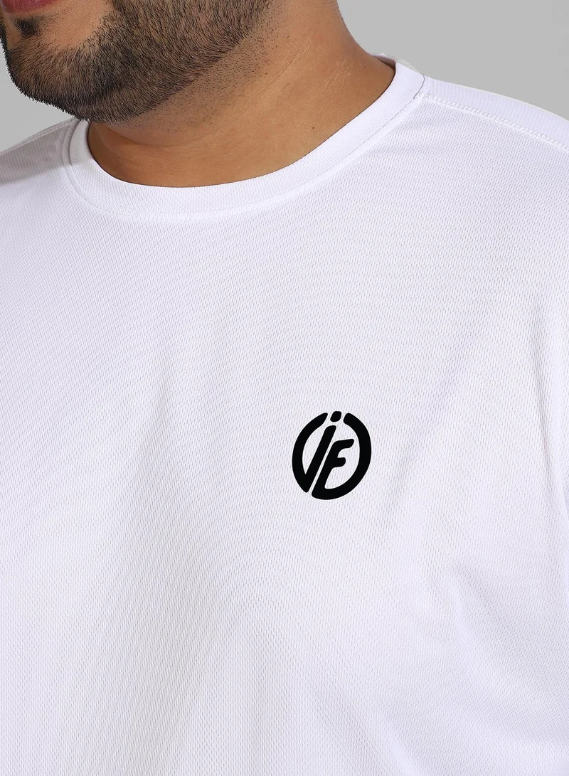 Instafab Plus Men's Solid White Regular Fit Activewear T-Shirt
