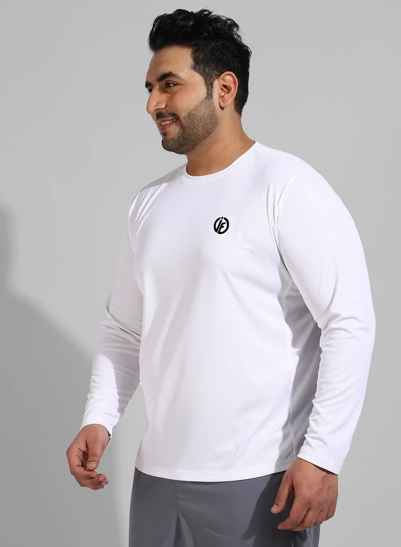 Instafab Plus Men's Solid White Regular Fit Activewear T-Shirt