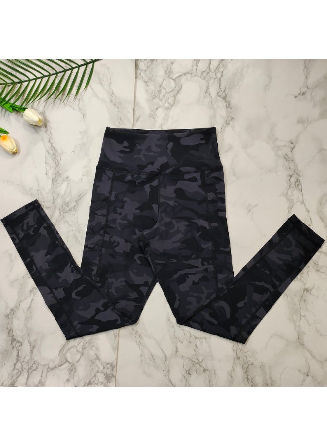 عام التمويه اليوغا طماق المرأة الرياضة بانت مع جيب رياضة اللياقة البدنية الجوارب - Image 2