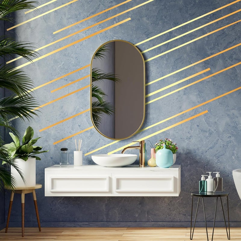 MOCOCO Golden Tape (2CM x 5M) - Self-Adhesive Tiles Gap Foil Line Border Tape| Mirror Finish| DIY Craft| Decorative Floor Sealing Strip, Seam Sticker, Golden Patti for Home, Wall, Ceiling & Cabinet. - Image 4