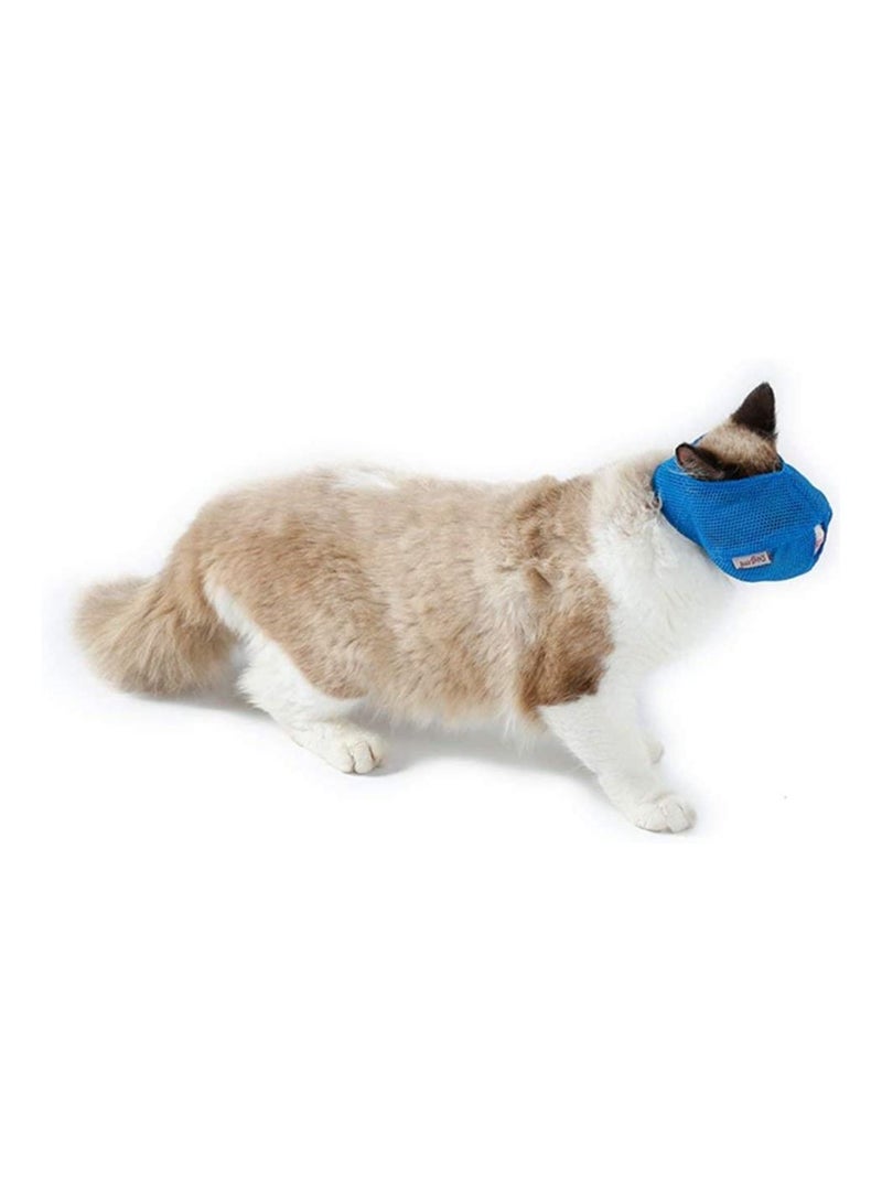 Altheqa Breathable with Adjustable Mesh Muzzles Prevent Cats from Scratches and Anti Biting And Anti Meow (Small blue) - Image 2