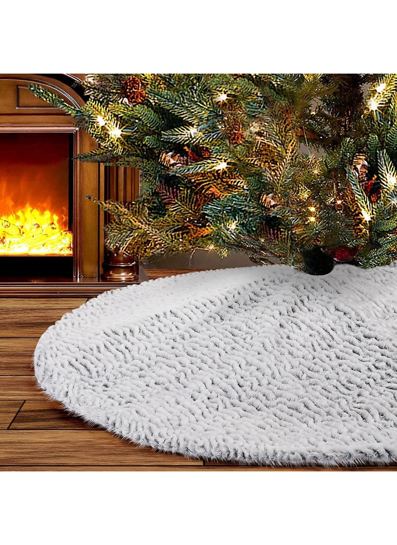 yuboo yuboo Fur Boho Christmas Tree Skirt 48 Inch Minky Couture Modern Gray Tree Skirt Rug for Boho Fall Christmas DecorationsOrnaments 