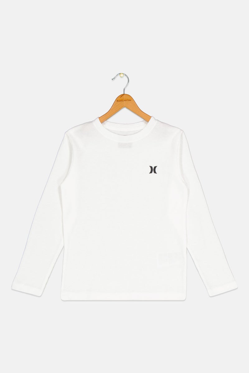 Hurley Kids Boy Sportswear Fit Long Sleeve Outdoor T Shirt, White - Image 1