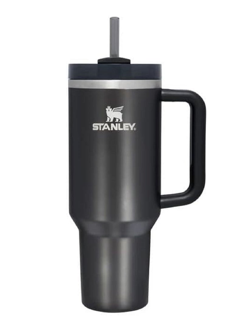 Stanley Vacuum Insulated Coffee Mug,Insulated Mug with Handle and Straw Lid,In-car Mug,Black 40 Oz - Image 1