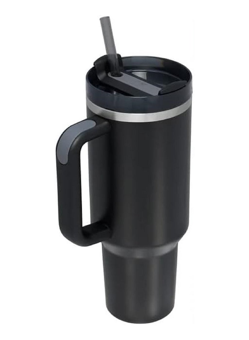 Stanley Vacuum Insulated Coffee Mug,Insulated Mug with Handle and Straw Lid,In-car Mug,Black 40 Oz - Image 2