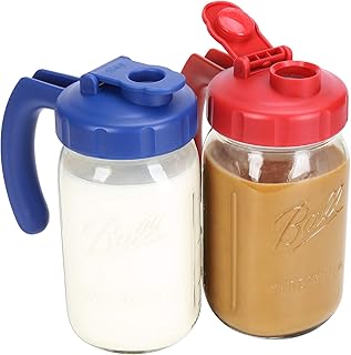SOLIGT SOLIGT 2 Pack Wide Mouth Mason Jar Lids with Handle, Airtight & Leak-proof Seal, Easy Pouring Spout, Turns your Mason  - Image 1