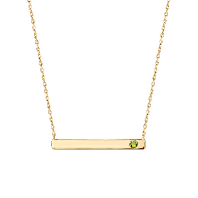 PAVOI 14K Gold Plated Crystal Birthstone Bar Necklace | Dainty Necklace | Gold Necklaces for Women | August, Peridot - Image 1