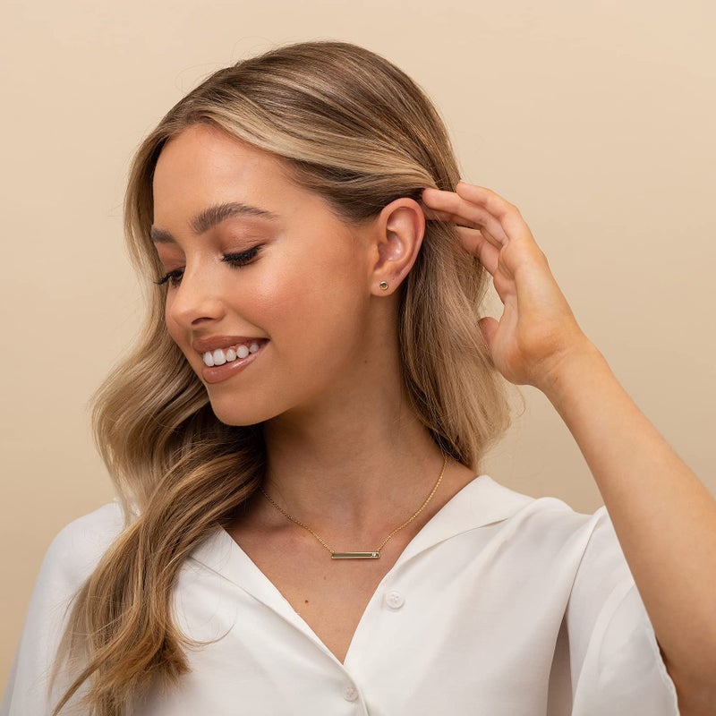 PAVOI 14K Gold Plated Crystal Birthstone Bar Necklace | Dainty Necklace | Gold Necklaces for Women | August, Peridot - Image 2