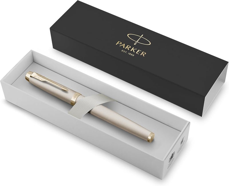 PARKER Im Monochrome Rollerball Pen Champagne Finish And Trims Fine Point Black Ink Gift Box - Image 2