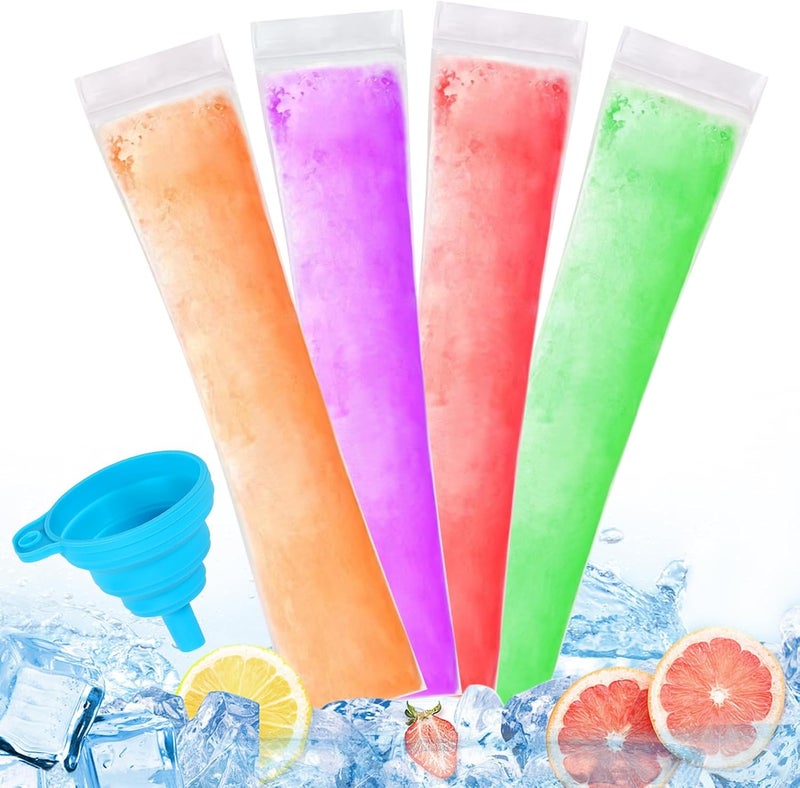 Wercokt 150 Disposable Ice Popsicle Mold Bags Comes With A Funnel, BPA Free Freezer Tubes, Healthy Snack Yogurt Stick Juice Fruit Smoothies Ice Freezing - Image 1