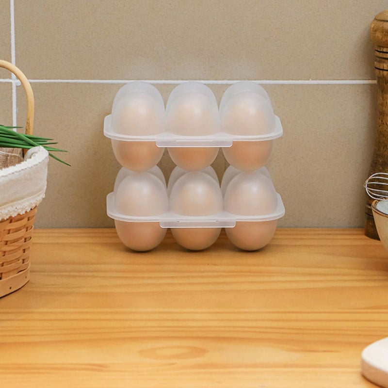 POPETPOP 2pcs Household Egg Storage Box with Lid 6-compartment Plastic Refrigerator Egg Organizer Bin Dustproof Saver Container for Kitchen and Fridge - Image 5