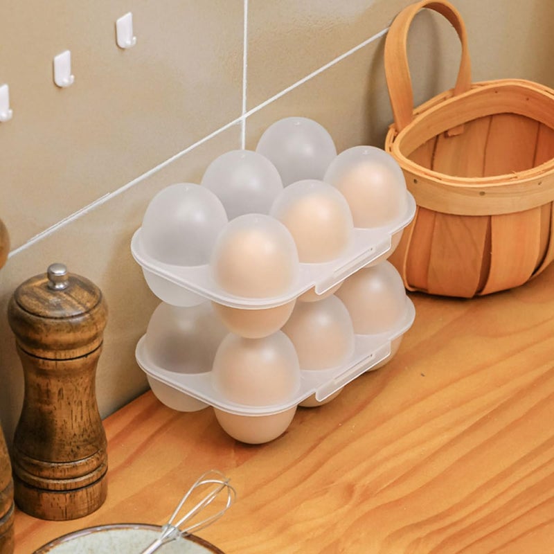 POPETPOP 2pcs Household Egg Storage Box with Lid 6-compartment Plastic Refrigerator Egg Organizer Bin Dustproof Saver Container for Kitchen and Fridge - Image 4