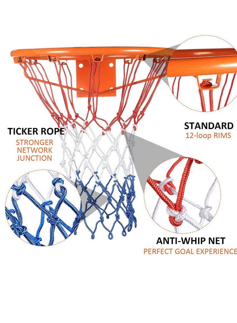 SYOSI Basket Net, 2 Packs, Basketball Net Replacement Hoop Net for Almost Weather, Suitable for Sandard Indoor Basketball Court or Outdoor Basketball Court, 5.0mm Polyester, Durable - Image 3