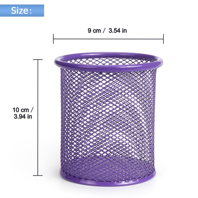 Tamaki Pen Holder Cup for Desk, Desk Organizer Wire Mesh Pencil Cup Holder for Desk Office Pen Organizer (Purple) - Image 2