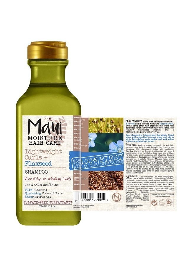 MAUI MOISTURE Lightweight Curls + Flaxseed Shampoo, Paraben Free, Silicone Free, 13 Fl Oz,Green  - Image 2