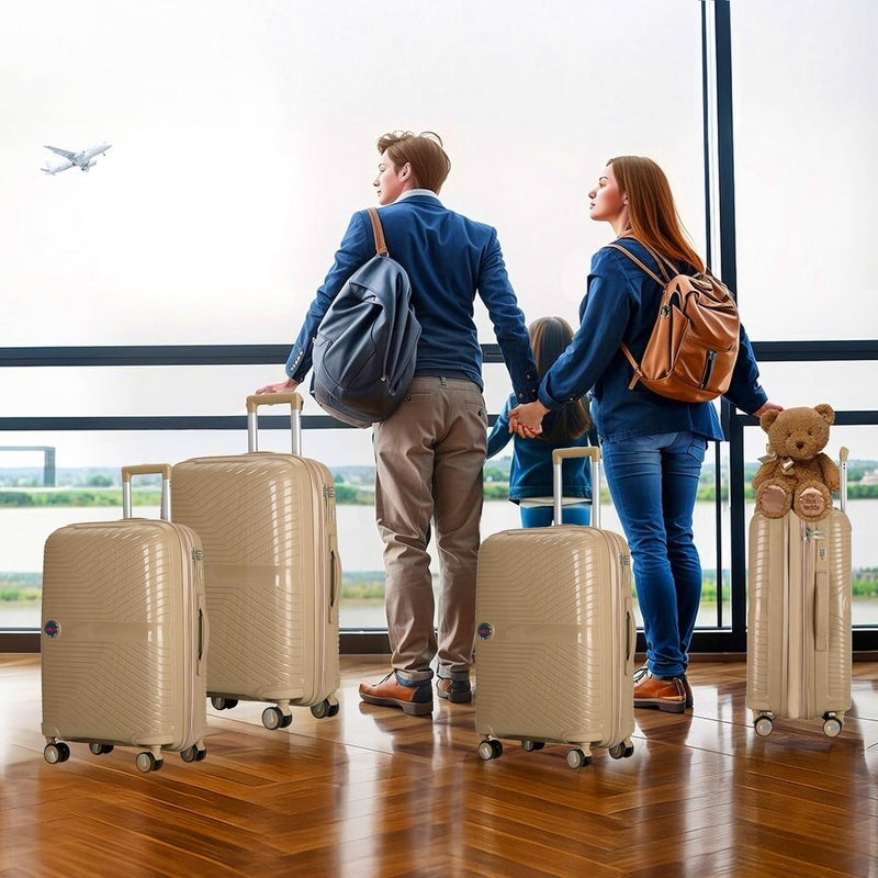 طقم حقائب السفر سولو بي بي ترولي - حقيبة سفر قابلة للتوسيع مع 4 عجلات وسحاب مضاد للسرقة (بيج) - Image 2